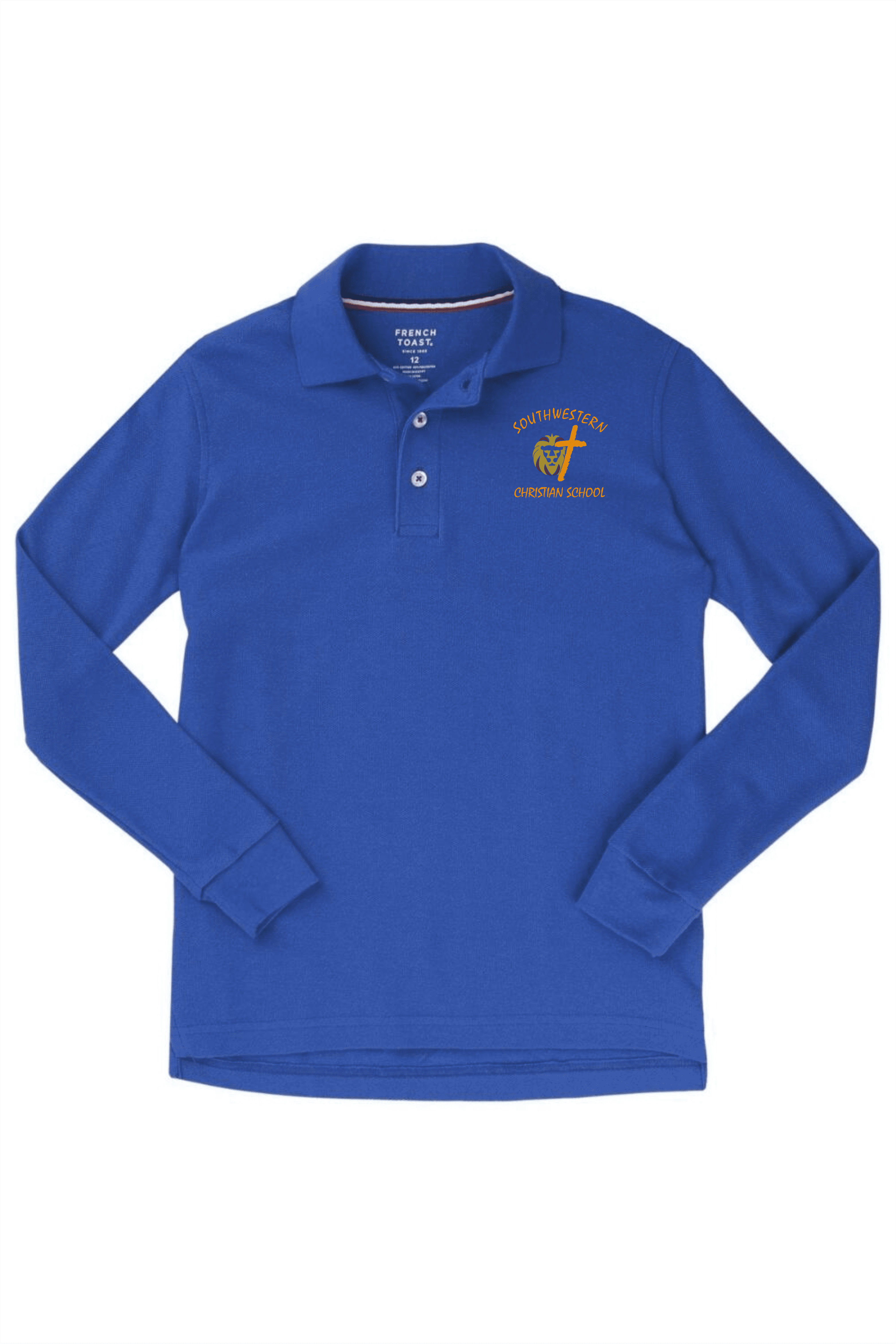 French Toast Boy's Long Sleeve Pique Polo - SWCS (Polo Size: XS - 4/5, French Toast Polo Color: Royal Blue - SWCS)