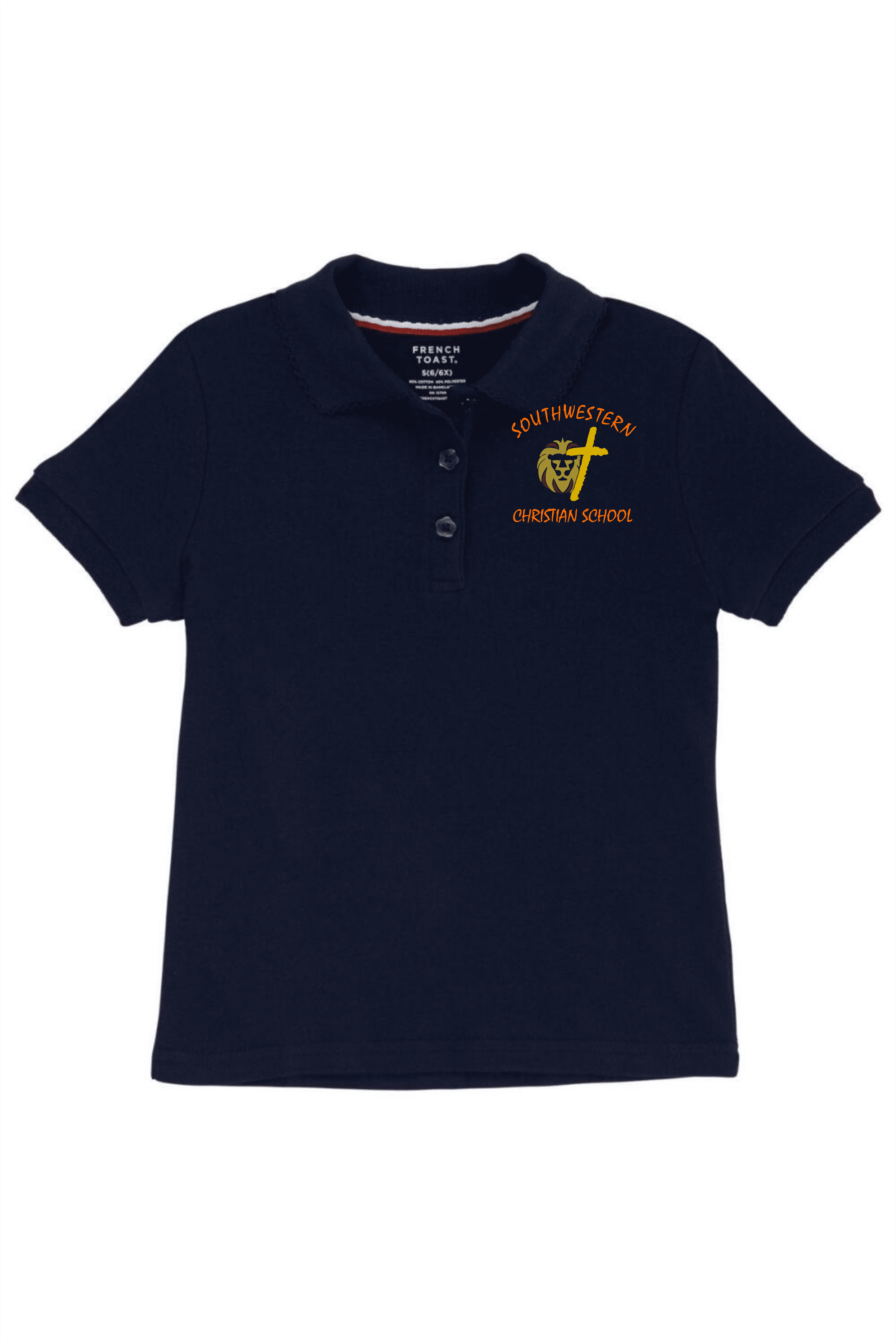 French Toast Girl's Cotton Short Sleeve Polo - SWCS (Polo Size: XS - 4/5, French Toast Polo Color: Black - SWCS)