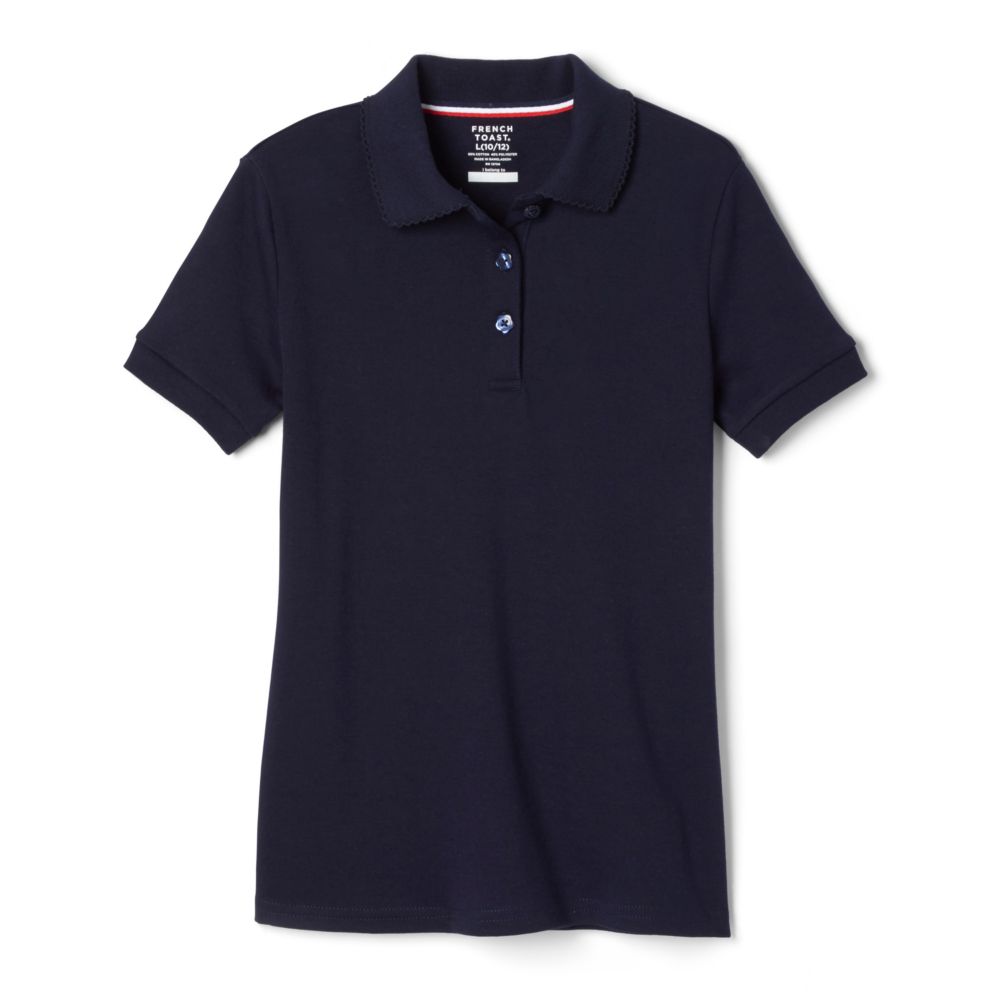 French Toast Girl's Cotton Short Sleeve Polo - FCA (French Toast Girl's Cotton Short Sleeve Polo - FCA: Navy - YXS - 4/5)