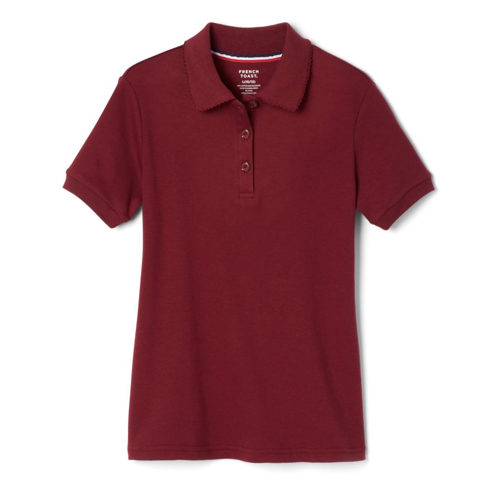 French Toast Girl's Cotton Short Sleeve Polo - VCA (French Toast Girl SS Polo - VCA: Burgundy - YXS 4/5)