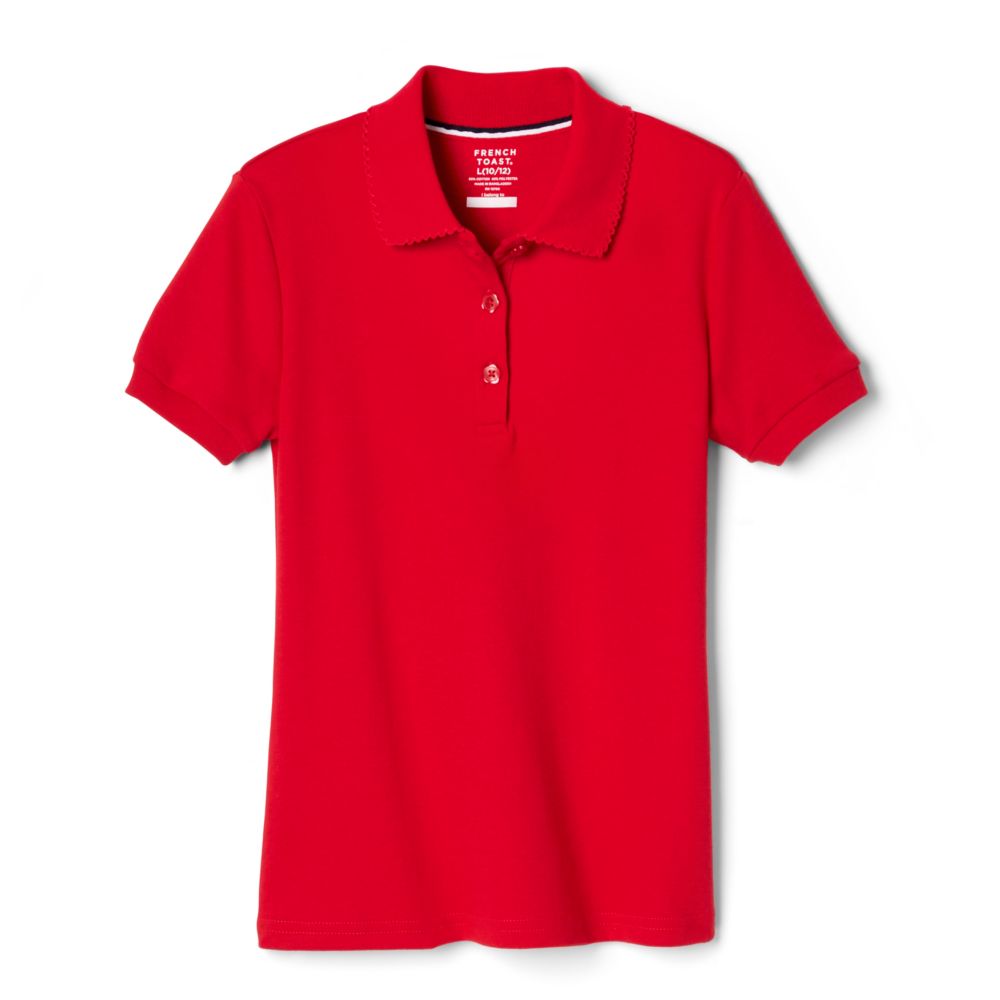 French Toast Girl's Cotton Short Sleeve Polo - FCA (French Toast Girl's Cotton Short Sleeve Polo - FCA: Red - YXS - 4/5)