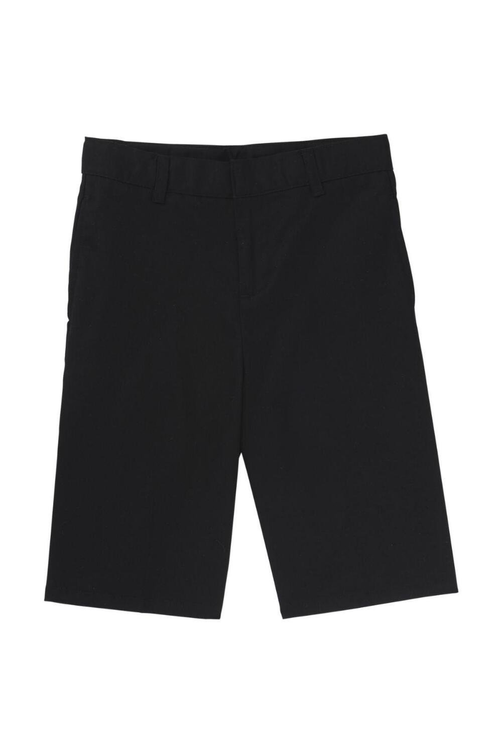 Boys Flat Front Adjustable Waist Uniform Shorts (Boy's Short Color: Black, Boy's Short Size: Size 4)
