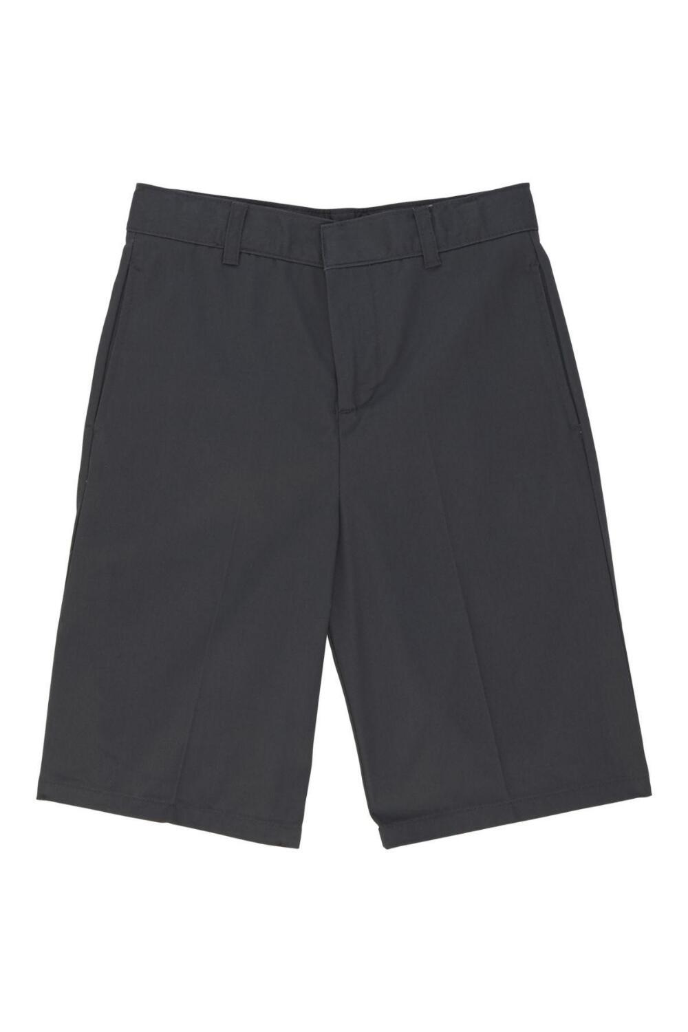 Boys Flat Front Adjustable Waist Uniform Shorts (Boy's Short Color: Grey - SWCS, Boy's Short Size: Size 4)