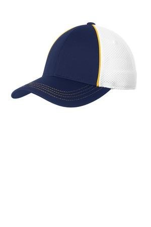 Sport-Tek Piped Mesh Back Cap. STC29. (Color: Gold/ True Navy/ White)