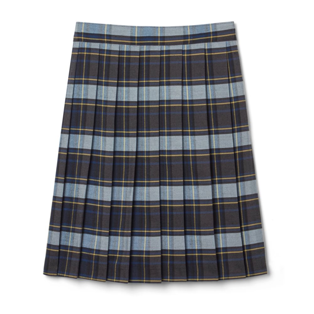 French Toast Blue/ Gold Plaid Pleated Skirt - YCA [6-12 Grades] (Pleated Skirt: Blue/ Gold Plaid - Size 8)
