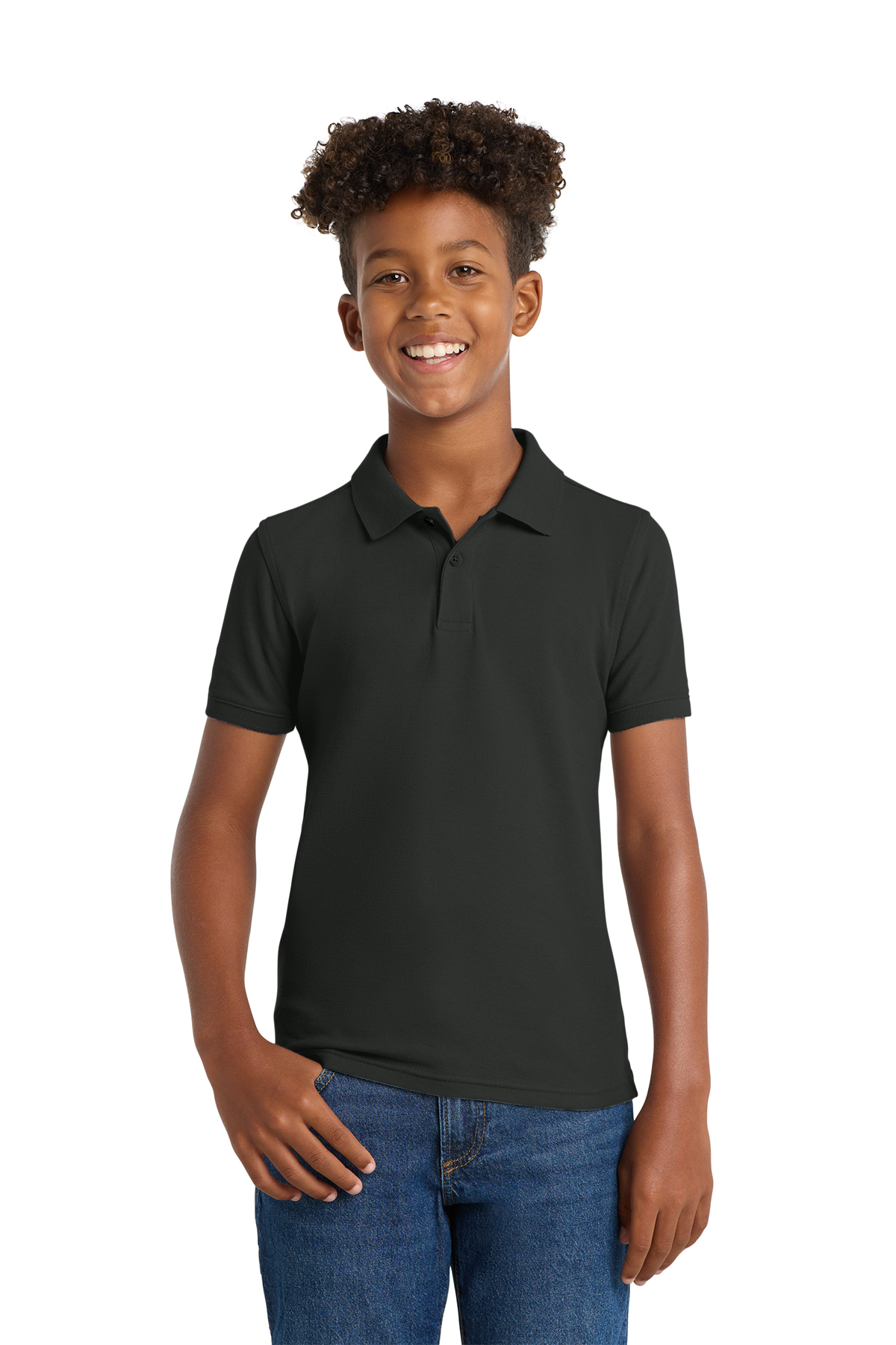 Port Authority Cotton Blend Youth UNISEX Polo - VCA (Youth Cotton Polo - VCA: Black - YXS 4)