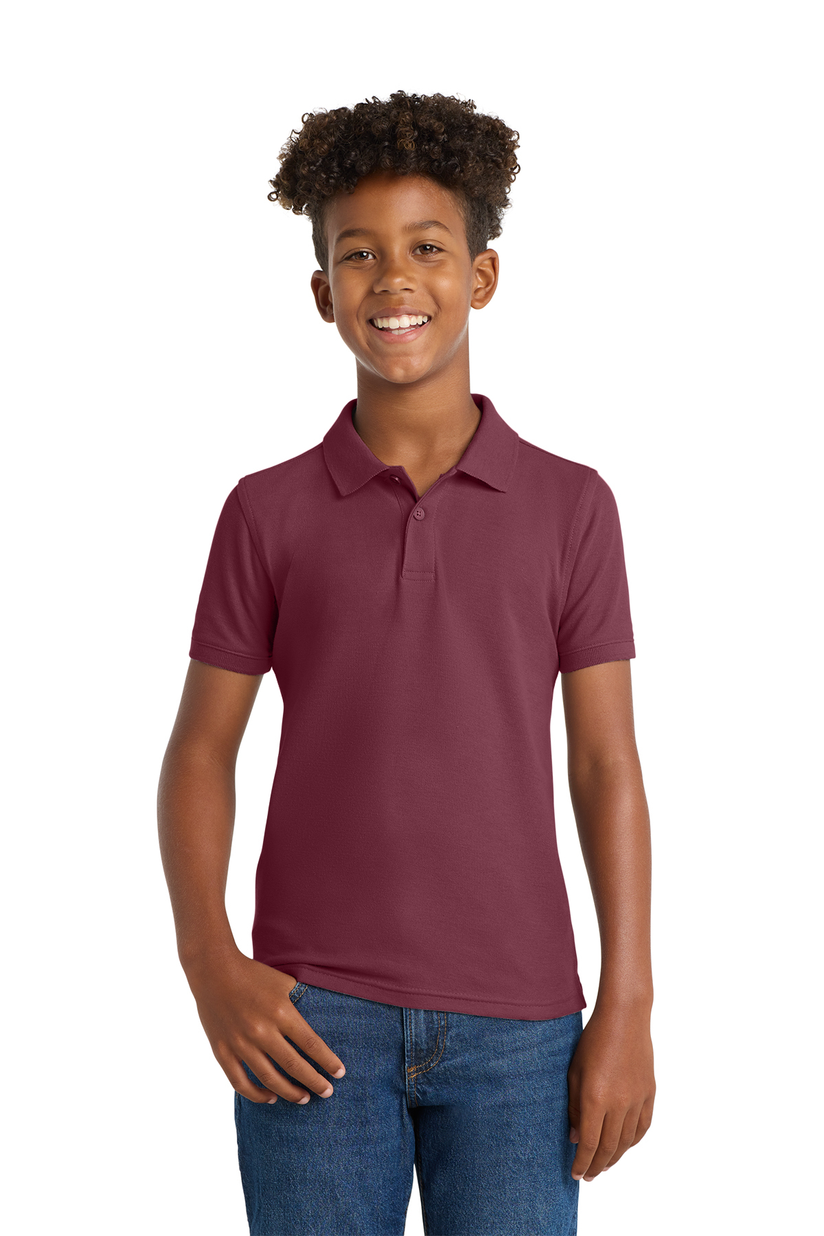 Port Authority Cotton Blend Youth UNISEX Polo - VCA (Youth Cotton Polo - VCA: Burgundy - YXS 4)