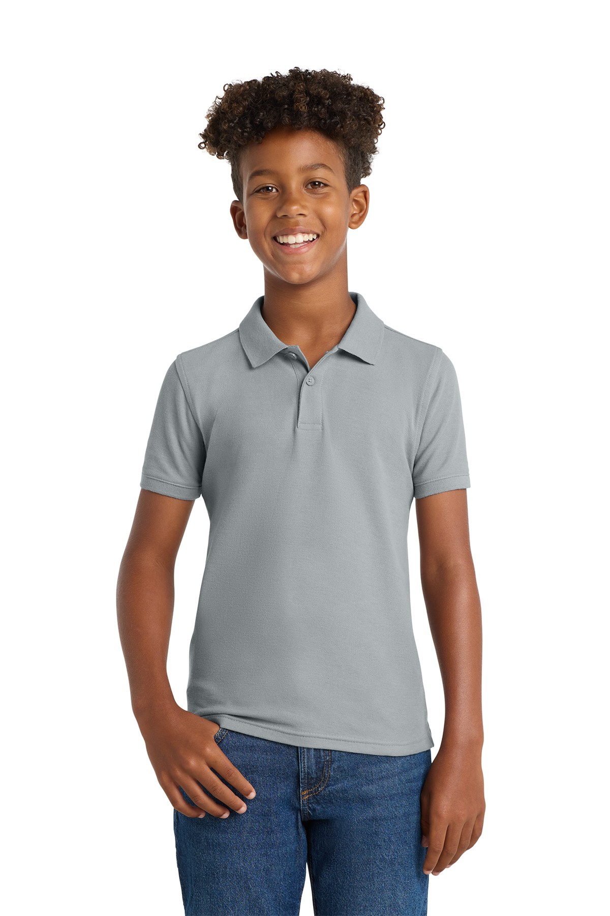 Port Authority Cotton Blend Youth UNISEX Polo - RCA (Cotton Blend Youth Polo - RCA: Lt Grey YXS 4)