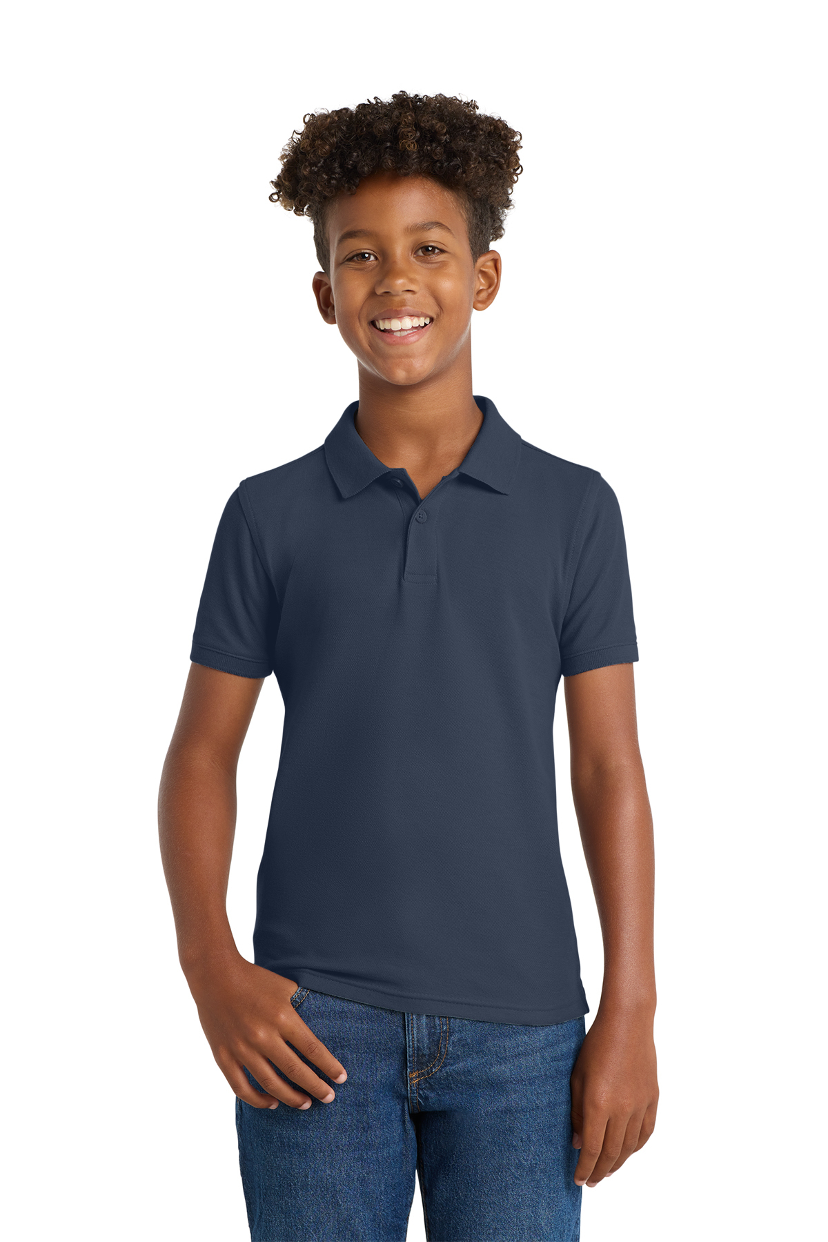 Port Authority Cotton Blend Youth UNISEX Polo - FCA (Cotton Polo - Unisex: Navy - YXS 4/5)