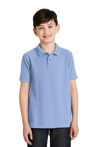 Port Authority® Silk Touch™ Cotton/Blend UNISEX Polo - Student - YLS (Polo Size: XS - 4/5, School Colors: Lt Blue)