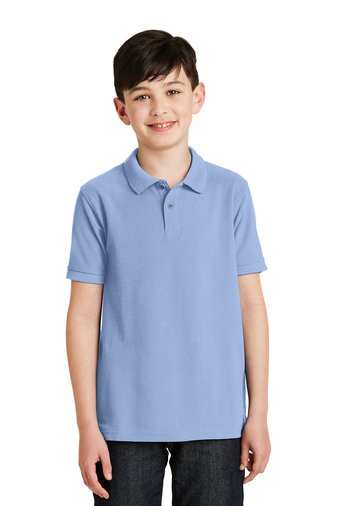 Port AuthorityÂ® Silk Touchâ„¢ Cotton/Blend UNISEX Polo - Student - YLS (Polo Size: XS - 4/5, School Colors: Lt Blue)