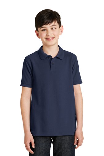 Port AuthorityÂ® Silk Touchâ„¢ Cotton/Blend UNISEX Polo - Student - YLS (Polo Size: LG - 14/16, School Colors: Navy)