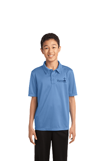 Port AuthorityÂ® Youth - Unisex - Silk Touchâ„¢ Performance Polo - YLS (Performance Polo Color: Carolina Blue, Polo Sizes: YXS 4)