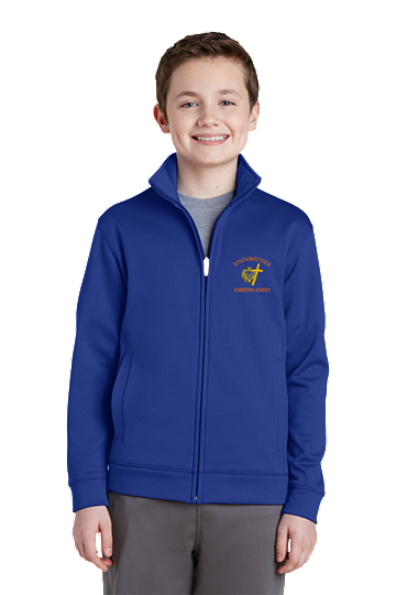Sport-Tek® Youth Sport-Wick® Fleece Full-Zip Jacket - SWCS (Color: True Royal, Size: XS - Size 4)